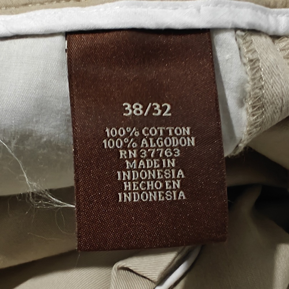 Perry Ellis Men's Khaki Pants Flat Front Beige Cotton Twill Size 38 x 32 NEW - Picture 7 of 11